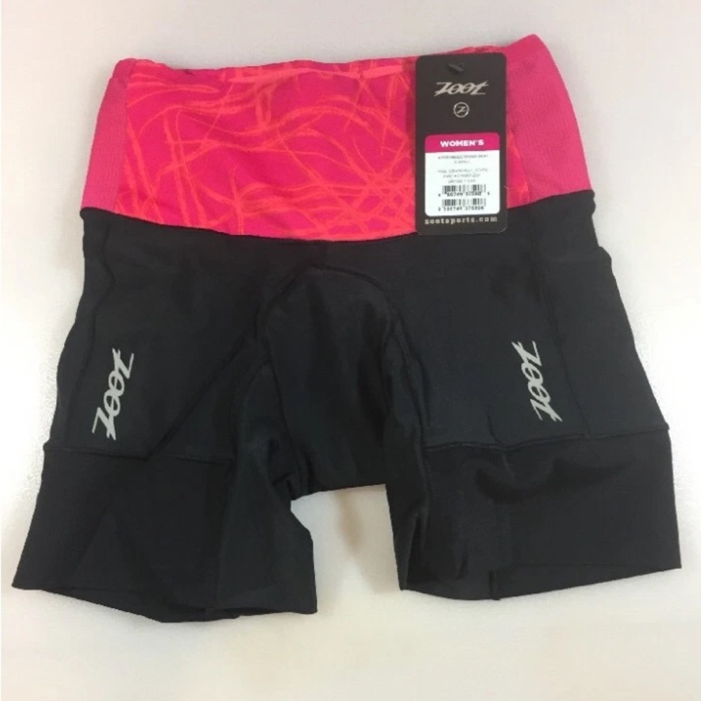 NWT Zoot Women's Black and Pink Cycling/Tri Shorts, Size XS